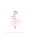 Plakat skandynawski różowa dziewczynka wystrój pokoju przedszkole plakat na płótnie zdjęcia ścienny obraz na płótnie plakaty dek