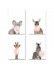 Żyrafa Zebra zwierząt plakaty i druki płótno artystyczny obraz Wall Art obraz dekoracyjny przedszkola styl skandynawski dekoracj