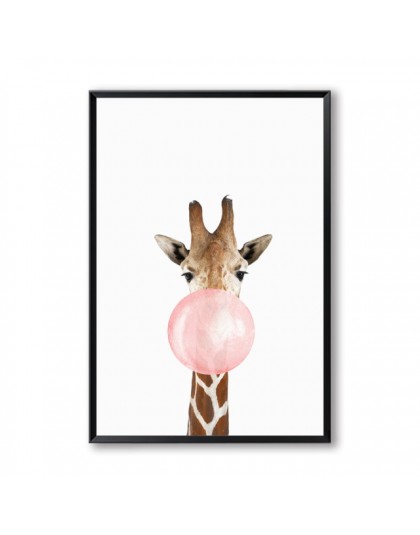Bańka guma do żucia żyrafa Zebra plakaty ze zwierzętami płótno artystyczny obraz Wall Art obraz dekoracyjny przedszkola styl ska