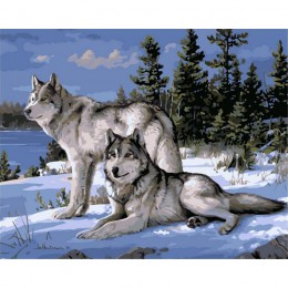 Bez ramki wilk zwierzęta DIY malowanie przez zestawy liczb farba na płótnie akrylowe malowanie według numerów na dekoracje ścien