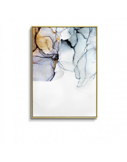 Nordic Morden abstrakcyjny niebieski-szara linia obraz ścienny na płótnie złoty niebieski dym plakat artystyczny obraz ścienny d