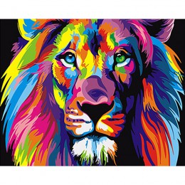 Bezramowe Kolorowe Lwy Zwierzęta Zrób to sam Malowanie Numerami Unikalny Prezent Nowoczesne Wall Art Canvas Malarstwo Do Dekorac