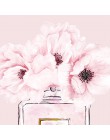 Perfumy moda płótno wydruki artystyczne i plakat nowoczesne akwarela Blush różowe piwonie obrazy dekoracje ścienne wystrój salon