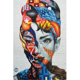Artystyczny abstrakcyjny obraz na ścianę z wizerunkiem kobiety kolorowy oryginalny nowoczesny modny