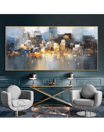 Budynek miasta deszcz łódź plakat obrazy z krajobrazami dekoracja pokoju abstrakcyjny obraz olejny na płótnie Wall Art do salonu