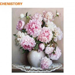 CHENISTORY Różowy Europa Flower zrobić to sam Painting By Numbers farba akrylowa By Numbers malowany obraz olejny na płótnie dla