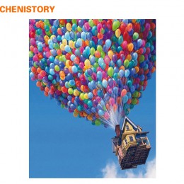 CHENISTORY balon dmuchany ręcznie malowany obrazek według numeru kolorowanki do malowania pejzażowego według numerów zestaw mala