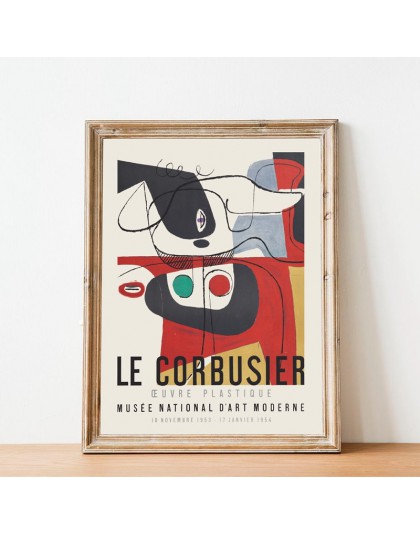 Le Corbusier wystawa plakat 1954 francuskie muzeum sztuki drukuj kubizm styl Mid Century nowoczesny obraz ścienny na płótnie wys