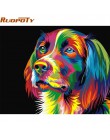 RUOPOTY zrób to sam ramki Kolorowe Dog zrób to sam Painting By Numbers Zestawy akrylowe Ręcznie malowany obraz olejny Na Home De