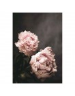 Kwiaty na płótnie plakat artystyczny styl skandynawski różowe piwonie z dekoracyjnym nadrukiem malarstwo ścienne skandynawski ob
