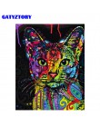 Bezramowe abstrakcyjne kolorowe zwierzęta kot zrób to sam Malowanie numerami Ręcznie malowany obraz olejny na ścianę Obraz sztuk