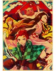 Anime Demon Slayer Kimetsu no Yaiba fajny plakat retro drukuje papier pakowy Wall Art wystrój pokoju
