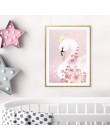 Swan Princess plakaty obraz na płótnie pokój dziewczyn na ścianę wydruki artystyczne przedszkole dekoracyjne różowe zdjęcie deko