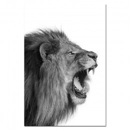 Lew i lwica plakat na płótnie czarny biały las zwierząt Wall Art obraz z nadrukiem przedszkole Wall Art obraz do salonu