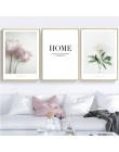 Biała róża różowy kwiat pióro obraz ścienny na płótnie Nordic plakaty i druki zdjęcia ścienny do salonu dekoracja sypialni
