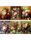 RUOPOTY ramka 60x75cm klasyczne kwiaty ręcznie malowany obrazek według numerów zestaw farba akrylowa według numerów obraz na płó