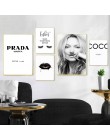 Modny plakat rzęsy usta tworzą obraz na płótnie czarne białe plakaty i druki Nordic Wall Art zdjęcia do salonu