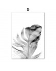 Biała róża różowy kwiat pióro obraz ścienny na płótnie Nordic plakaty i druki zdjęcia ścienny do salonu dekoracja sypialni