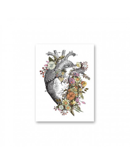 Vintage anatomia kwieciste serce mózg obraz ścienny na płótnie Retro plakaty i druki zdjęcia ścienny lekarz medycyny klinika Dec