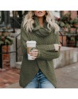 2019 jesienno-zimowa moda damska dzianinowy sweter guziki luźne swetry płaszcz ciepły wysoki kołnierz nieregularny sweter Plus r