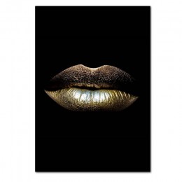 Płótno malarstwo nordyckie drukuje złote usta gradientowe seksowne plakaty do wystroju wnętrz grafika ścienna nowoczesna sypialn