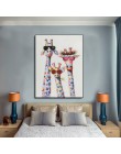 MUTU Art kolorowy olej zwierząt żyrafa rodzina w okularach malarstwo na płótnie obraz wydruki na płótnie wall Art do sypialni
