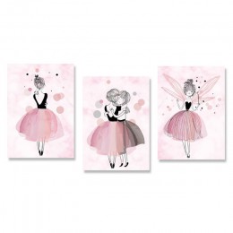 TaaWaa akwarela różowa księżniczka plakaty i druki baletnica Wall Art styl skandynawski malarstwo zdjęcia dla dziewczynek wystró