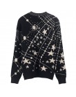Retro Galaxy wzór gwiazdy sweter kobiet w stylu Vintage z długim rękawem swetry 2020 jesień zima panie żakardowe swetry swetry C
