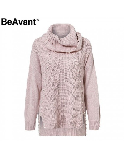 BeAvant golf plus rozmiar luźny, dzianinowy sweter frezowanie split sweter na co dzień z długim rękawem damskie swetry zimowe 20