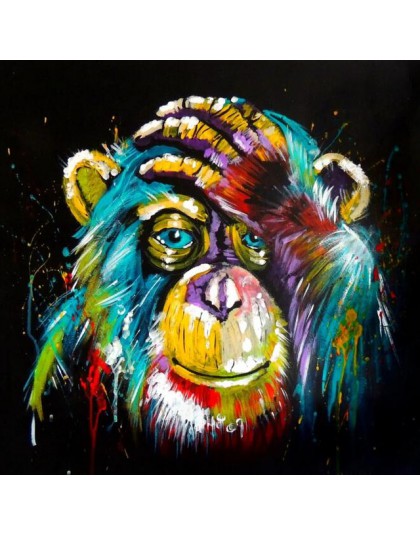 Akwarela myślenie małpa ściana płótno artystyczne drukuje abstrakcyjne zwierzęta Pop płótno artystyczne obrazy obrazy dekoracyjn