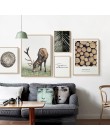 Skandynawski plakat styl skandynawski Deer ściana z drewna płótno artystyczne obraz z nadrukiem dekoracyjny obraz nowoczesny sal