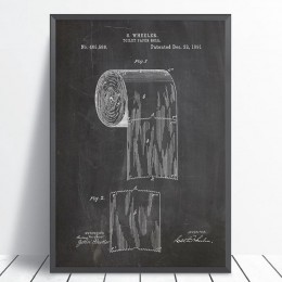 Papier toaletowy Patent Vinatge plakat łazienka ścienne wydruki artystyczne, rolka papieru toaletowego Blueprint płótno malarstw