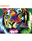 CHENISTORY ramki kolorowe Tiger obraz DIY według numerów zwierzęta kolorowanie według numerów nowoczesne obraz ścienny na płótni