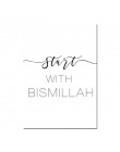 Allah na ścianę dla muzułmanów Art Picture Bismillah muzułmanin plakat motywacyjny czarny biały nadruk minimalistyczny obraz na 