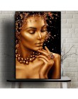 Sexy Nude sztuka afrykańska czarno-złota kobieta obraz olejny na płótnie Cuadros plakaty i druki obraz ścienny do salonu