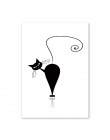 Wydruki na płótnie malarstwo styl skandynawski piękne czarne białe koty plakaty Wall Art zwierzęta modułowe obrazy do salonu Hom