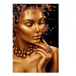Sexy Nude sztuka afrykańska czarno-złota kobieta obraz olejny na płótnie Cuadros plakaty i druki obraz ścienny do salonu