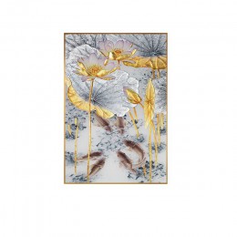 Abstrakcyjne złoto lotosu ryby obraz na płótnie nowoczesny plakat Art Cuadros nowy chiński styl obrazy dekoracyjne na ścianę do 