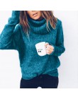 2019 jesień zima kobiety dzianinowy z golfem sweter na co dzień miękkie polo neck Jumper moda Slim Femme elastyczność swetry