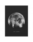 Minimalistyczna pełni księżyca sztuka plakatu czarne białe nadruki z fazami księżyca układ słoneczny obraz na płótnie malarstwo 