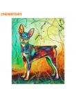 CHENISTORY bezramowe zwierzęta ręcznie malowany obrazek według numerów kolorowa farba akrylowa na płótnie unikalny prezent do de