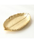 Gloden ceramiczne liście płyta liść drzewa biżuteria przekąski deser srebrna taca różowe złoto ceramika biżuteria emalia ozdoba 