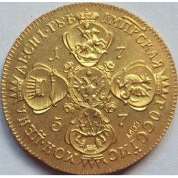 24-K pozłacane monety rosyjskie 1757 kopii 30mm