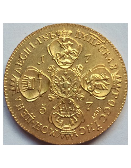 24-K pozłacane monety rosyjskie 1757 kopii 30mm