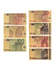 7 sztuk 5 10 20 50 100 200 500 EUR złote banknoty w 24K złoto fałszywe papierowe pieniądze na kolekcję banknotów Euro