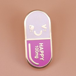 Happ ~ y pill emalia pin kreatywna medycyna odznaka uśmiechnięta twarz broszka tekst 100mg śliczne szpilki lekarz pielęgniarka f