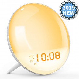 Obudź światło Sunrise Alarm symulacyjny zegar pomoc w leczeniu zaburzeń snu kolorowa lampka nocna z radiem FM podwójny Alarm reg