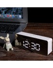 Wielofunkcyjny lustrzany budzik led zegar wyświetlacz temperatury z funkcją drzemki duży zegar cyfrowy USB ładowanie zegar dekor