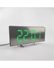 Cyfrowy budzik lustrzany zegar led wielofunkcyjne wyświetlanie czasu drzemki noc LCD światło stół do komputera budzik kabel USB