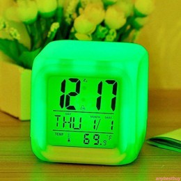 7 kolor LED zmień cyfrowy świecący alarm zegar podświetlany nocny do sypialni dziecka HOT cyfrowy budzik zegar gadżety elektroni